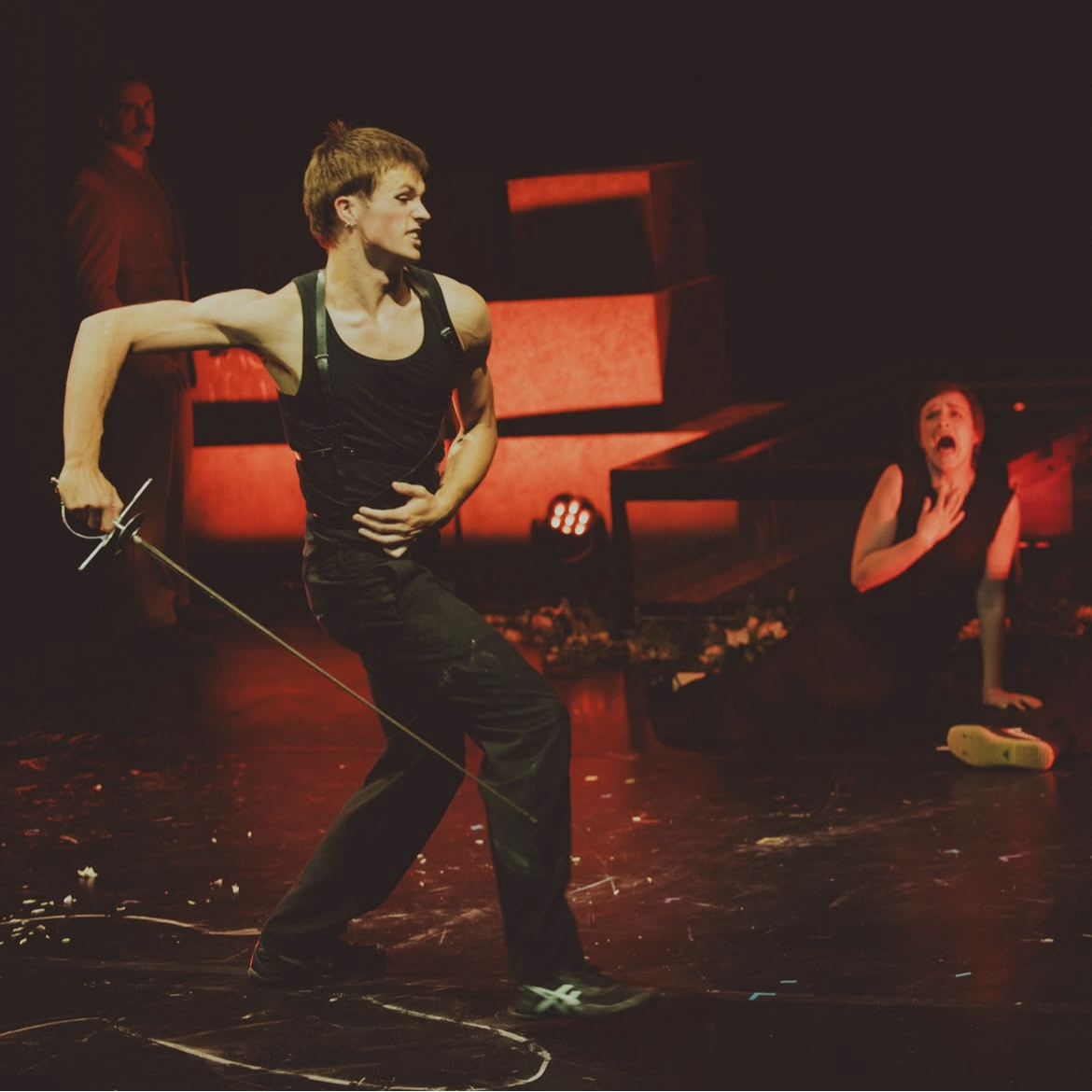 Image from New York Circus Project's production of HAMLET at the Edinburgh Fringe Festival.